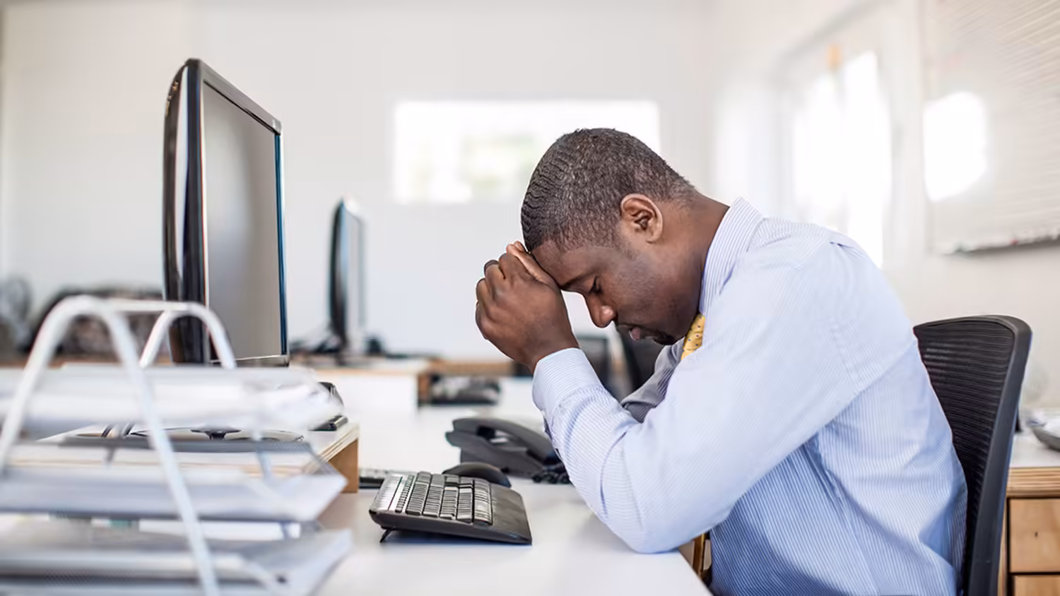 mental wellbeing health wellness stressed_sad_upset_employee stressful work environment unhappy worker employee