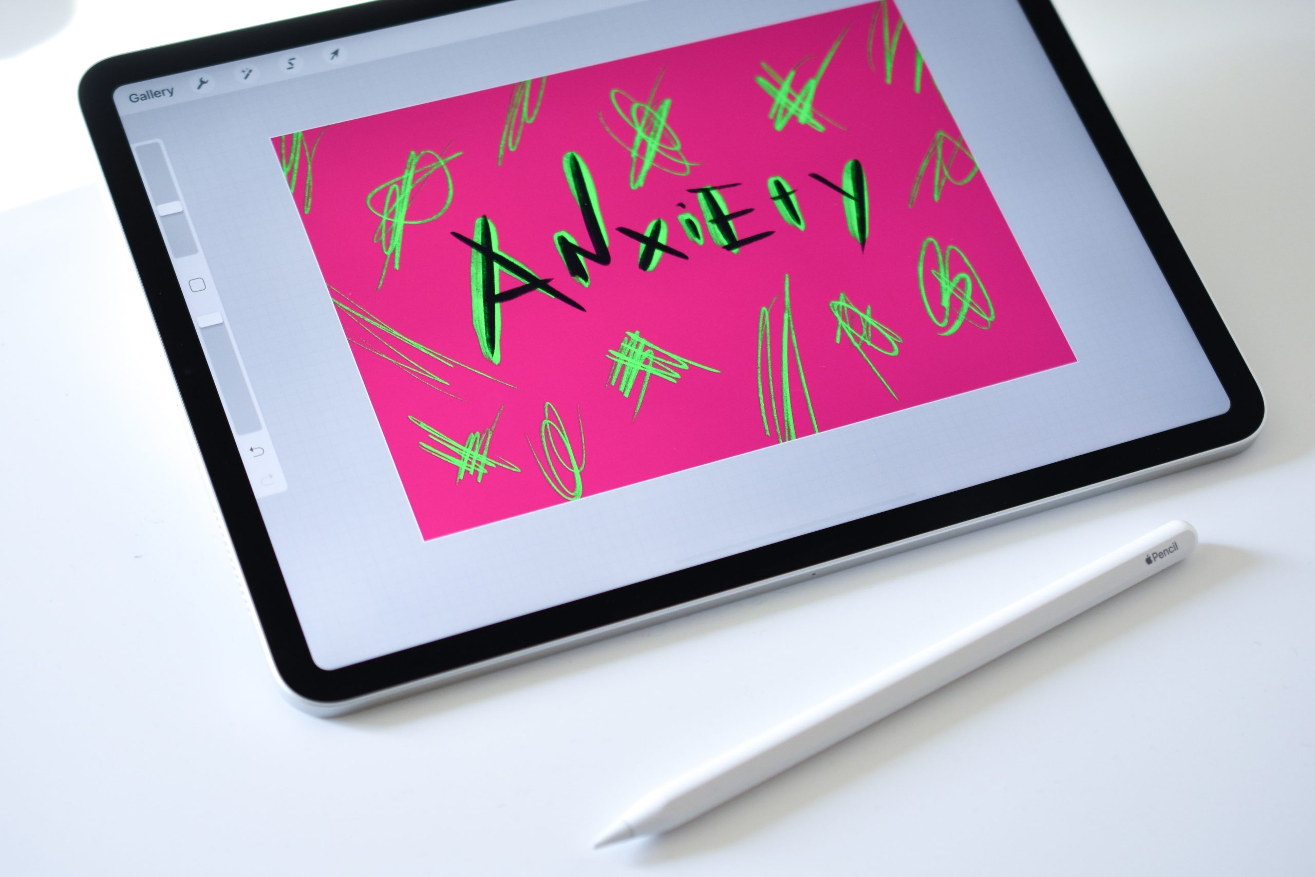 mental wellness health and anxiety in the workplace on a tablet