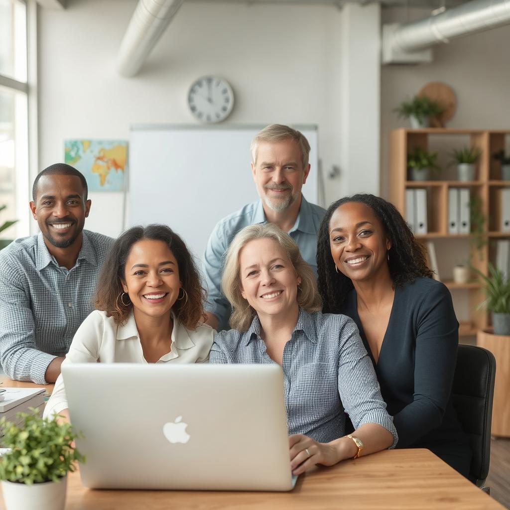 culture company where employees are sitting together like a happy effective productive team