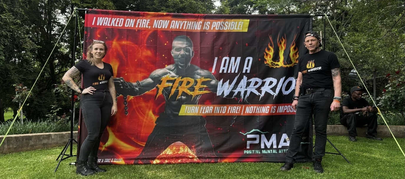 fire warrior individuals who run a fire walking team building exercise