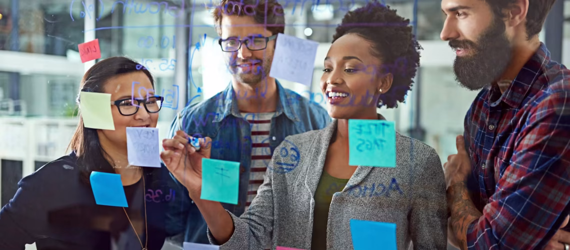 A business team planning strategies Its All About Strategic Planning Cropped Shot Of Coworkers Brainstorming and training and developing