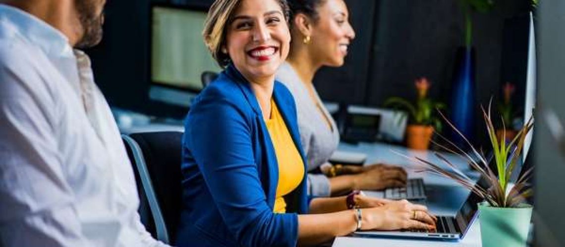 Team working together smiling