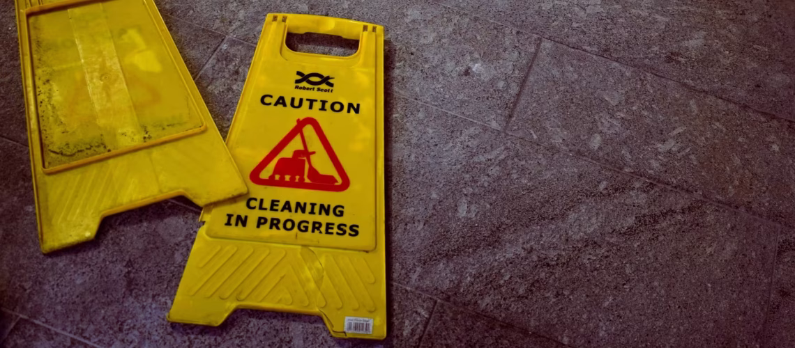 cleaning warning yellow caution safety cleaning sign in the workplace safety