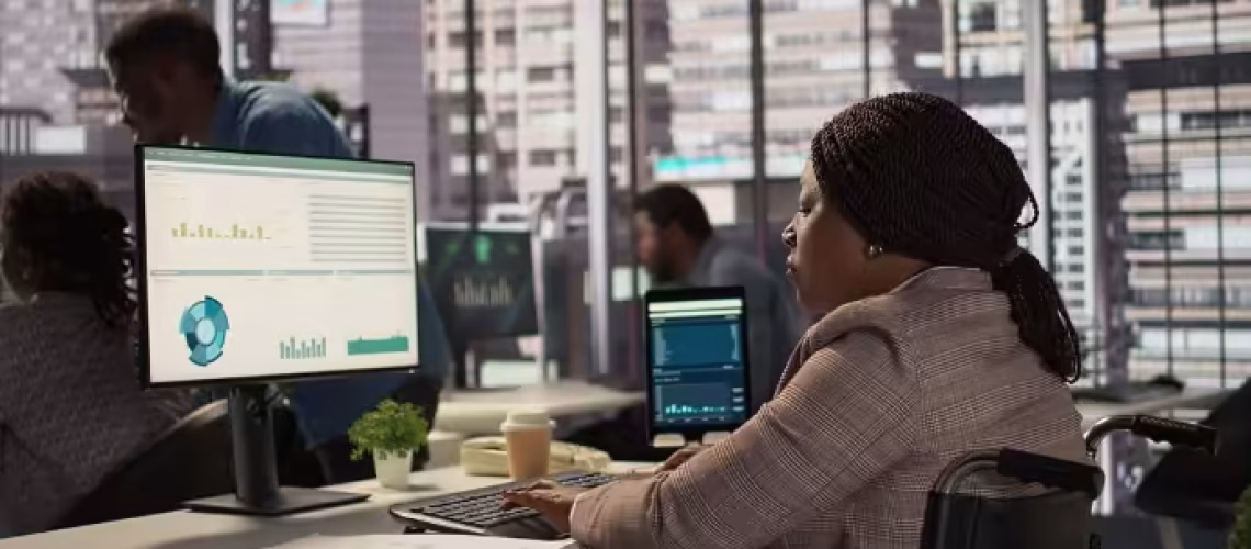 hr tech statistics being analysed by an employee who is planning while measuring data