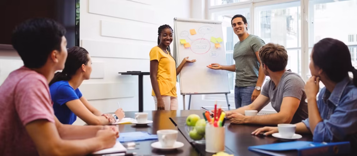 skills and team learning in a company meeting for leadership growth