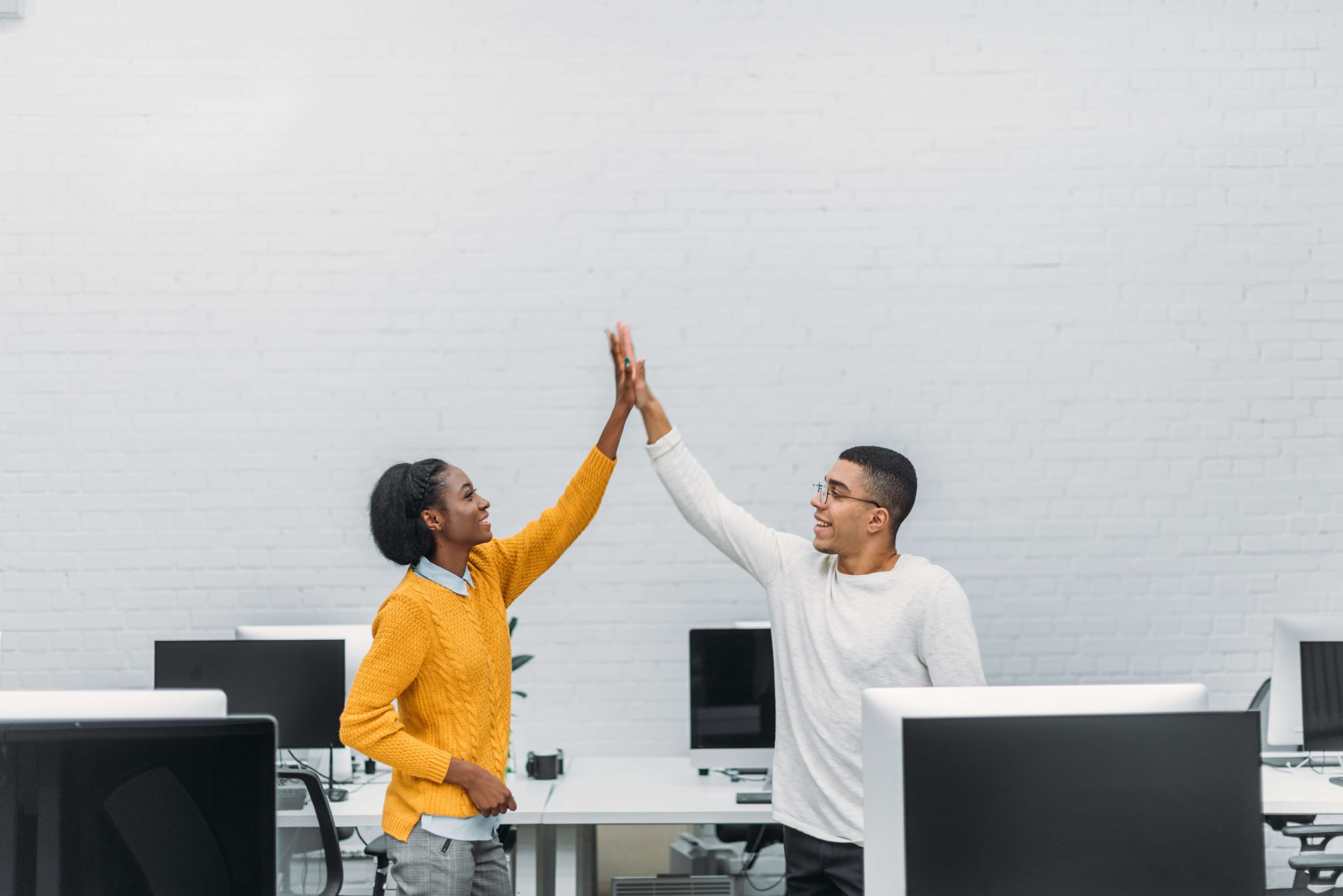 happy teamwork employees working together